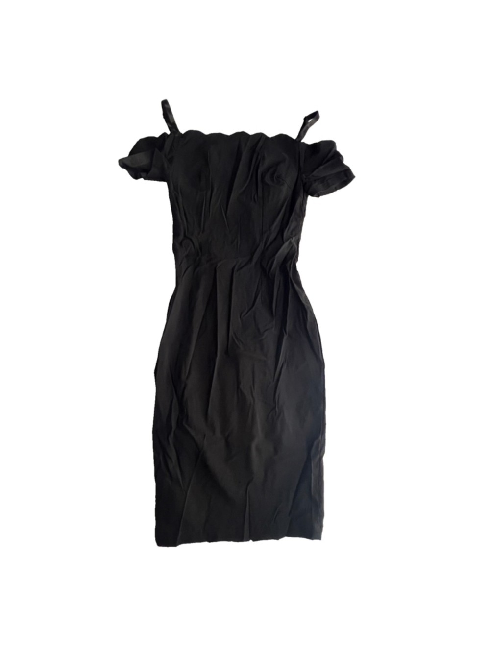 Black Off Shoulder Wiggle Dress Betty Page By Tatyana Sz XS PinUp Rockabilly - Picture 4 of 9